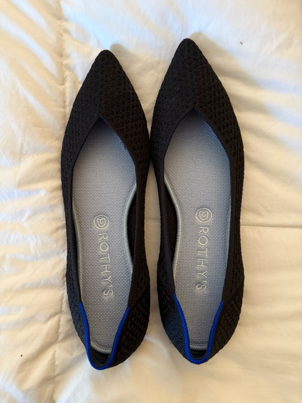 Rothy's Black Knit Slip-On Flats with Light Gray Insole